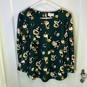 Green floral blouse